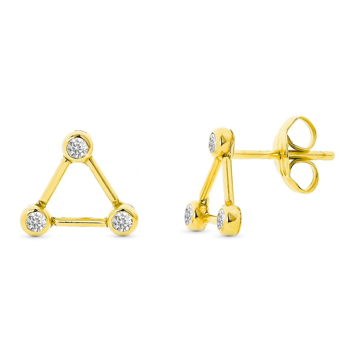 Pendientes Triangulo con Circonita 8 x 8 mm. de oro amarillo 9K