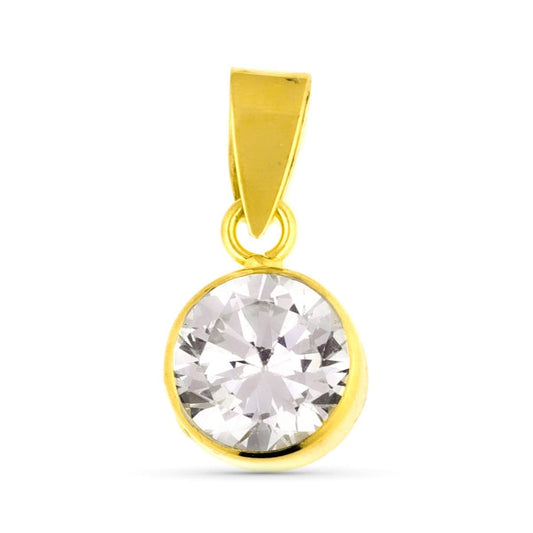 9K COLGANTE ORO AMARILLO REDONDO CHATON CON CIRCONITA 6 MM