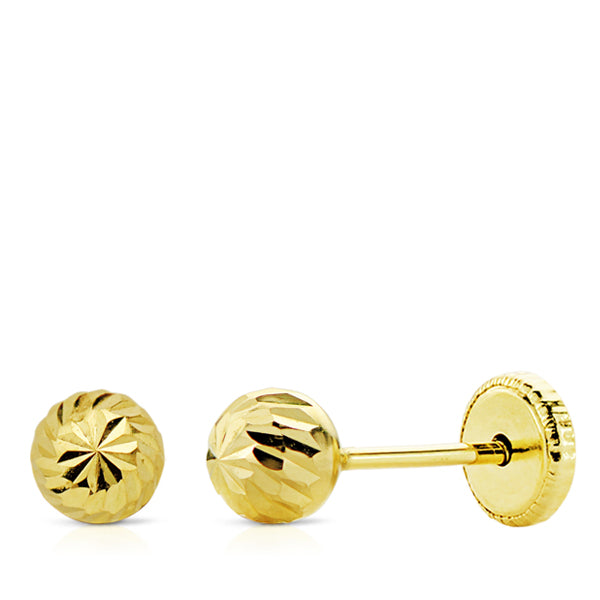 Pendientes Bola Tallada 4 mm (pedido Minimo 3 Pares ) de oro amarillo 9K