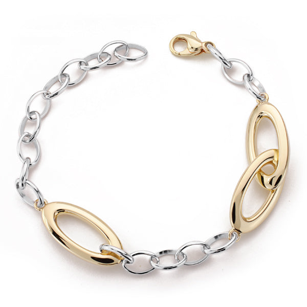 9K PULSERA ORO BICOLOR HUECA 20CM