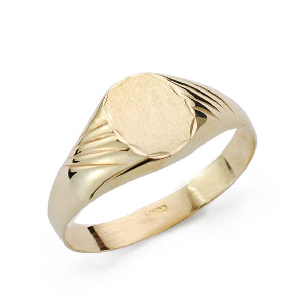 9K SELLO ORO AMARILLO HUECO CADETE TALLADO. ZONA GRABADO: 9X8 MM