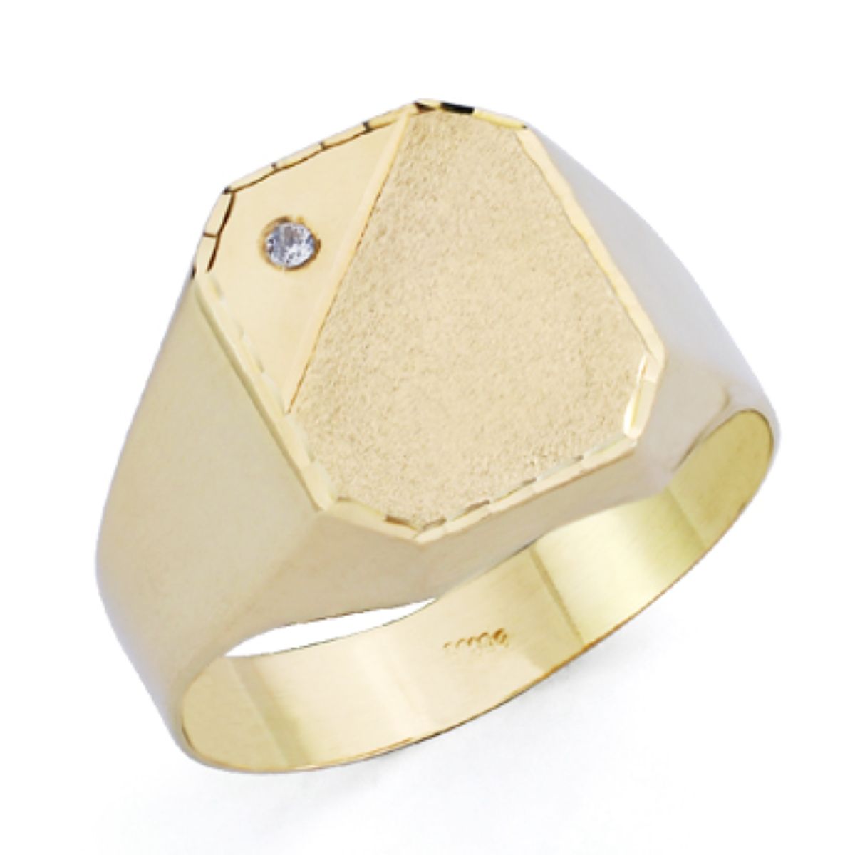 9K SELLO ORO AMARILLO HUECO CON CIRCONITA. ZONA GRABADO: 12X10 MM