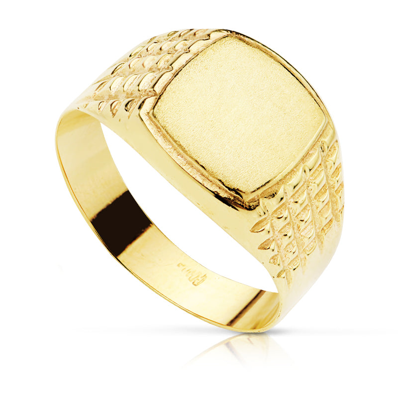 Sello Hueco Rectangular Zona Gradado: 10 x 9 mm de oro amarillo 18K