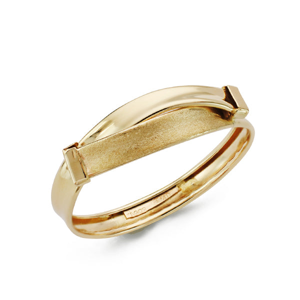 9K SORTIJA ORO AMARILLO BANDAS CRUZADAS MATE Y BRILLO. ANCHO: 5 MM