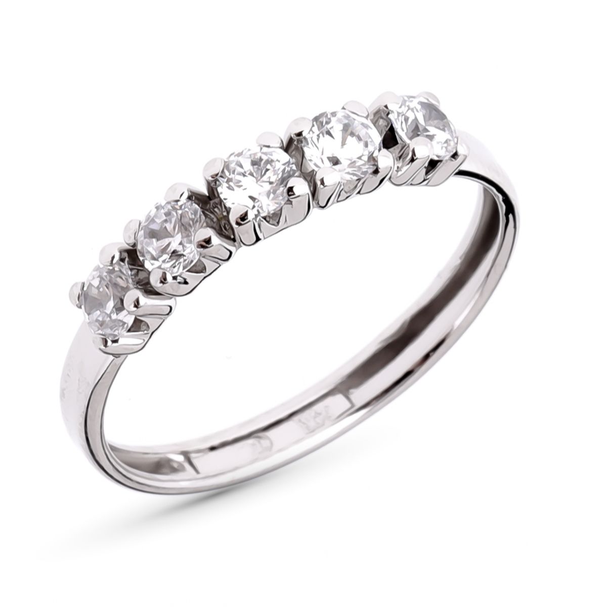 9K SORTIJA QUINTILLO ORO BLANCO CON CIRCONITAS EN GARRAS DE 3 MM