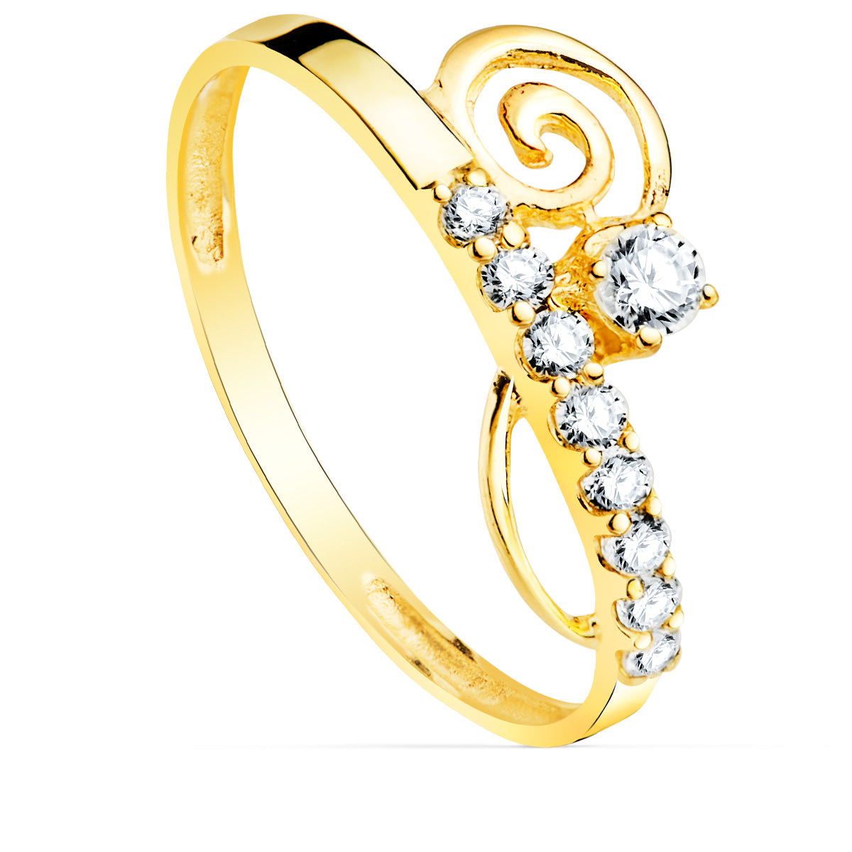 Sortija Mcon Circonitas. Ancho: 9 mm de oro amarillo 9K
