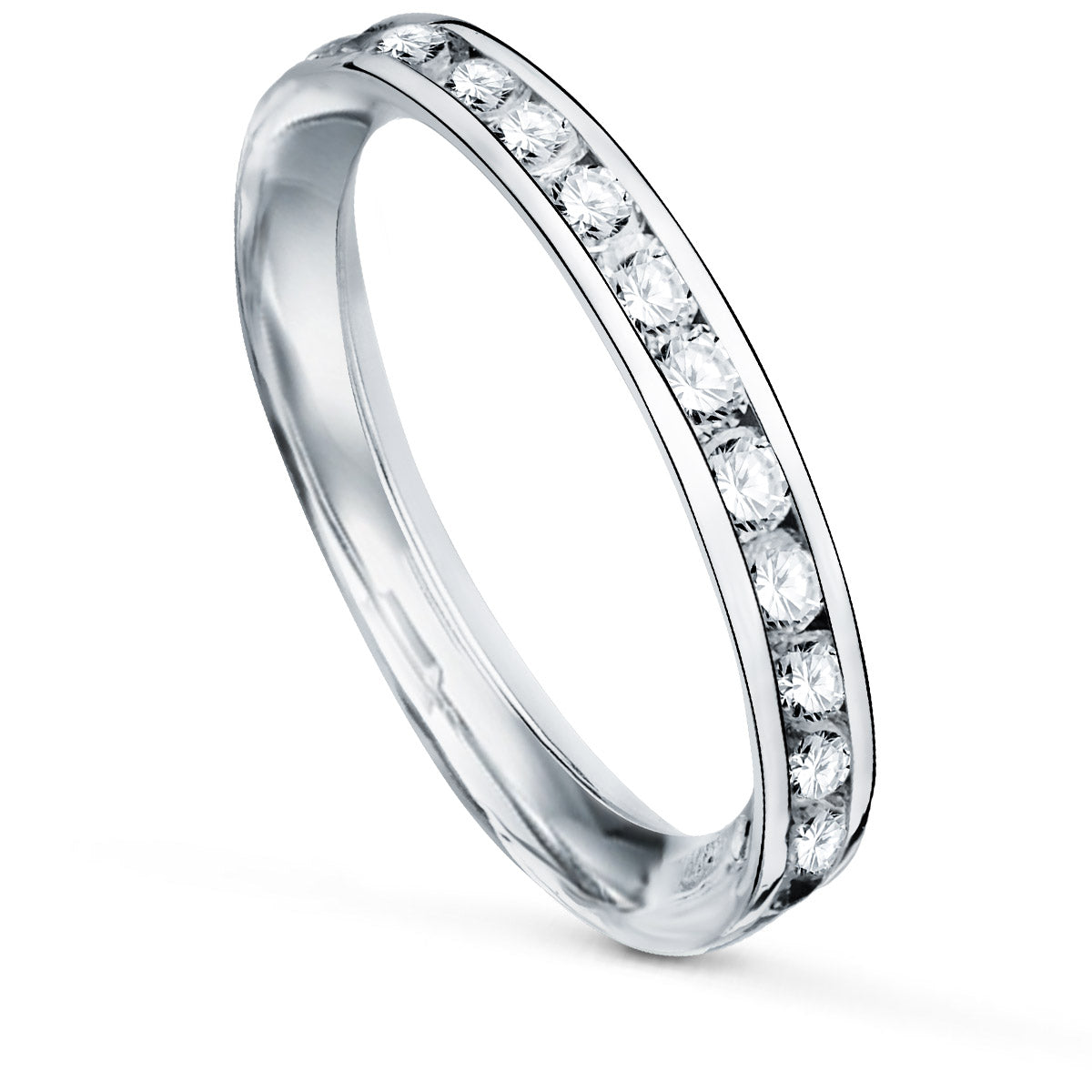 9K SORTIJA ORO BLANCO CON CIRCONITAS REDONDAS EN CARRIL. ANCHO: 2,8 MM