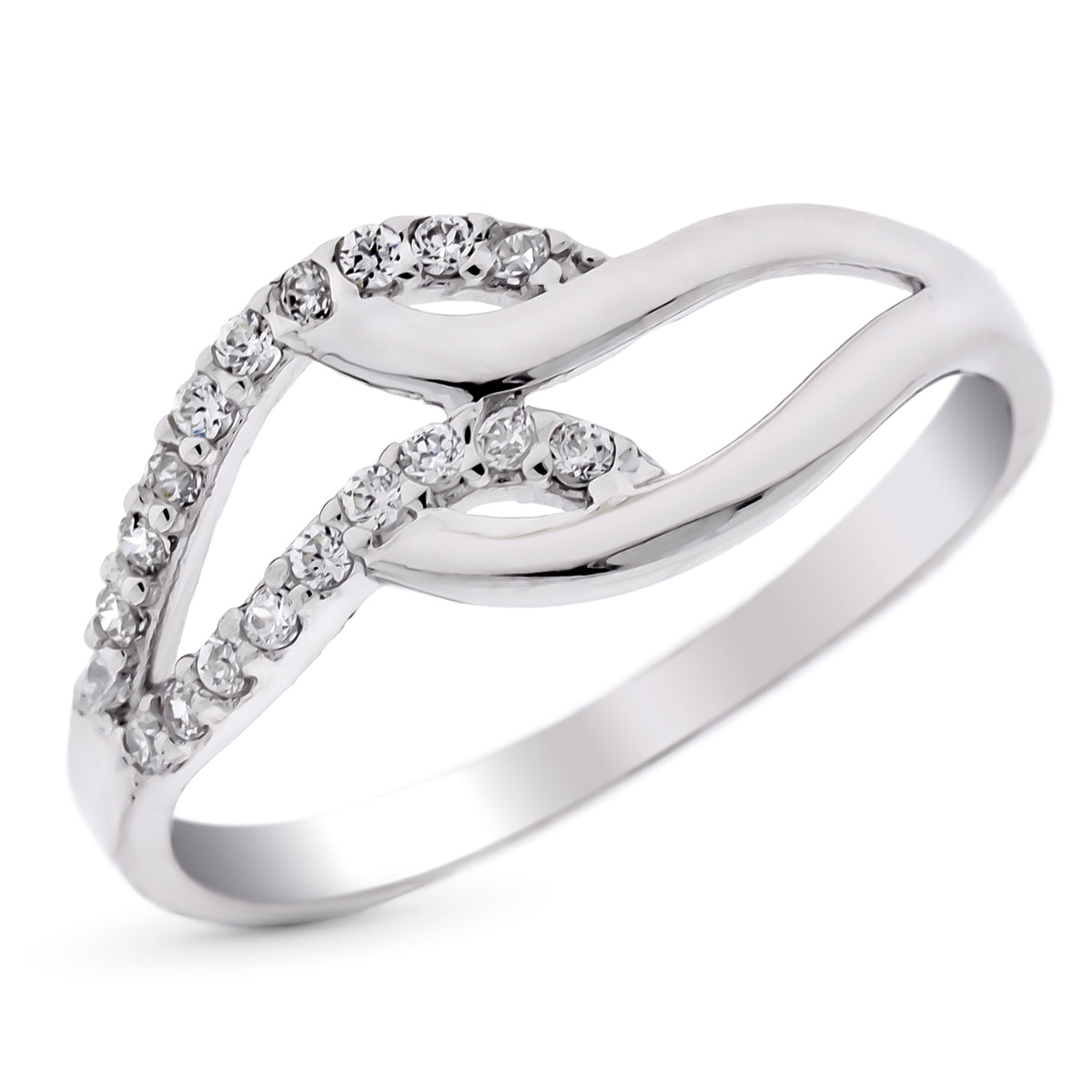 9K SORTIJA ORO BLANCO BANDAS CIRCONITAS EN CARRIL. ANCHO: 12 MM