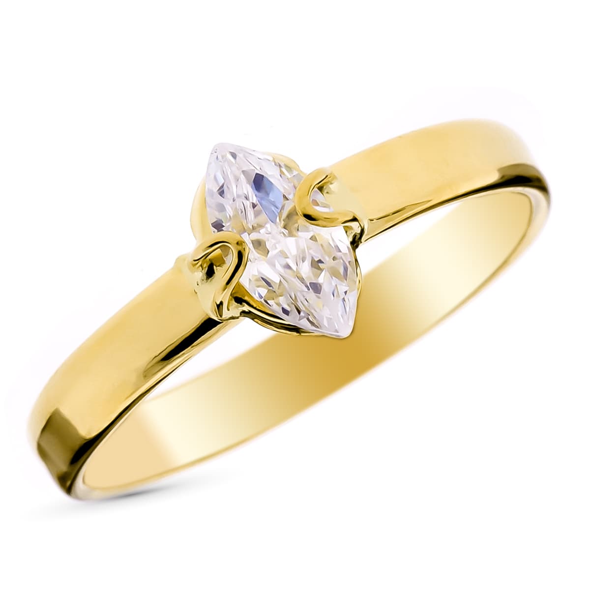 9K SORTIJA SOLITARIO SEÑORA ORO AMARILLO CON CIRCONITA MARQUISE DE 8X4 MM