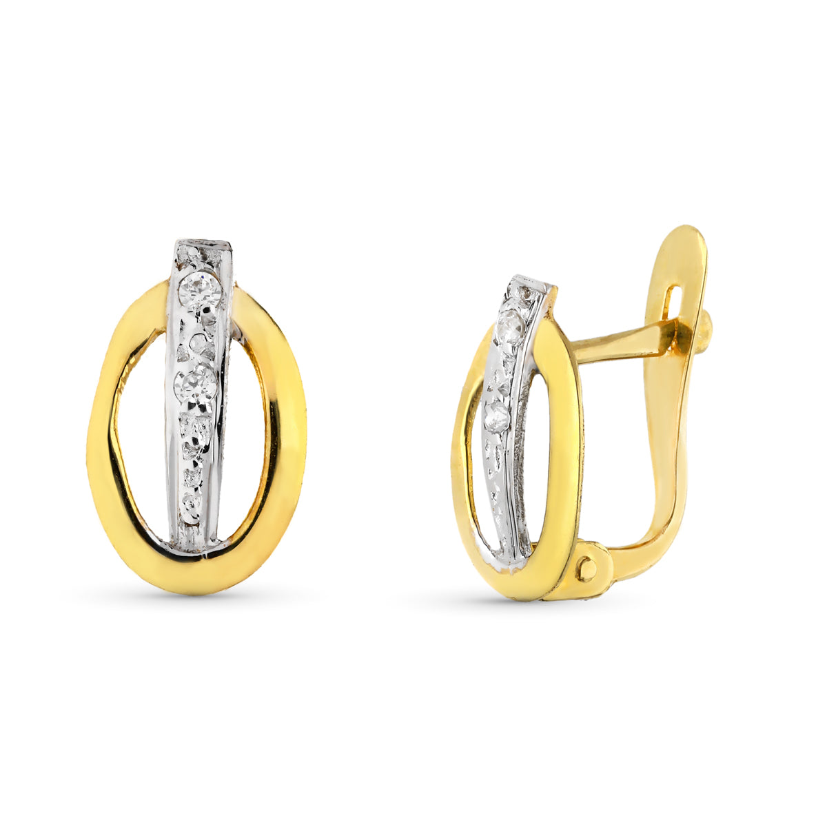 Pendientes Bicolor 10 x 6 mm 9K