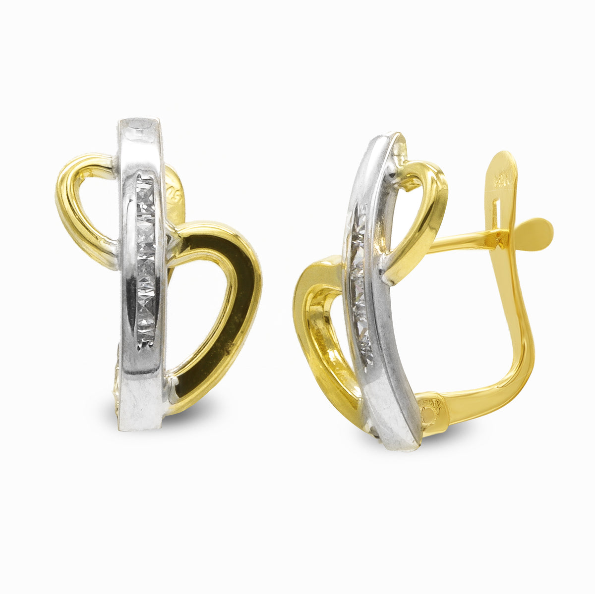 Pendientes Bicolor Comunion 14 x 8 mm catalán 9K
