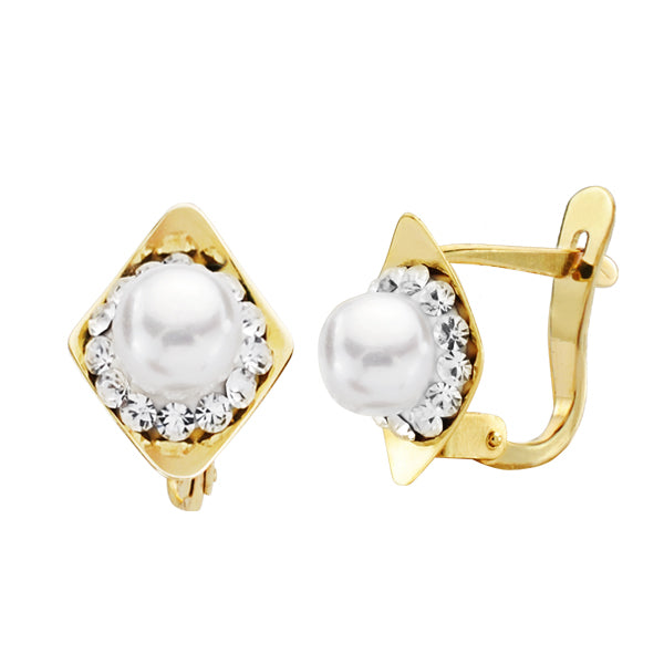 Pendientes Perla 10 x 8 mm de oro amarillo 9K