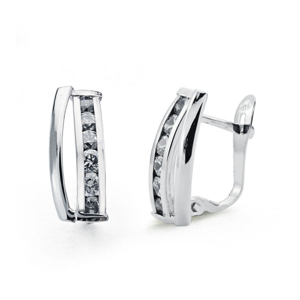 Pendientes Circonita 15 x 5 mm de oro blanco 9K