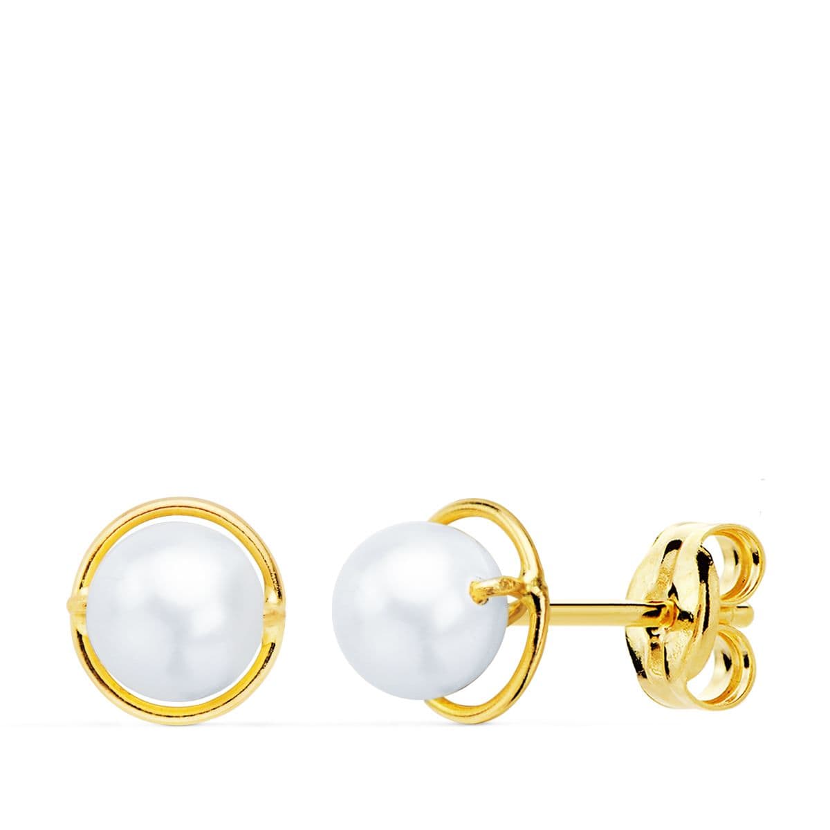 Pendientes Redondos con Perlas 5 mm. de oro amarillo 9K