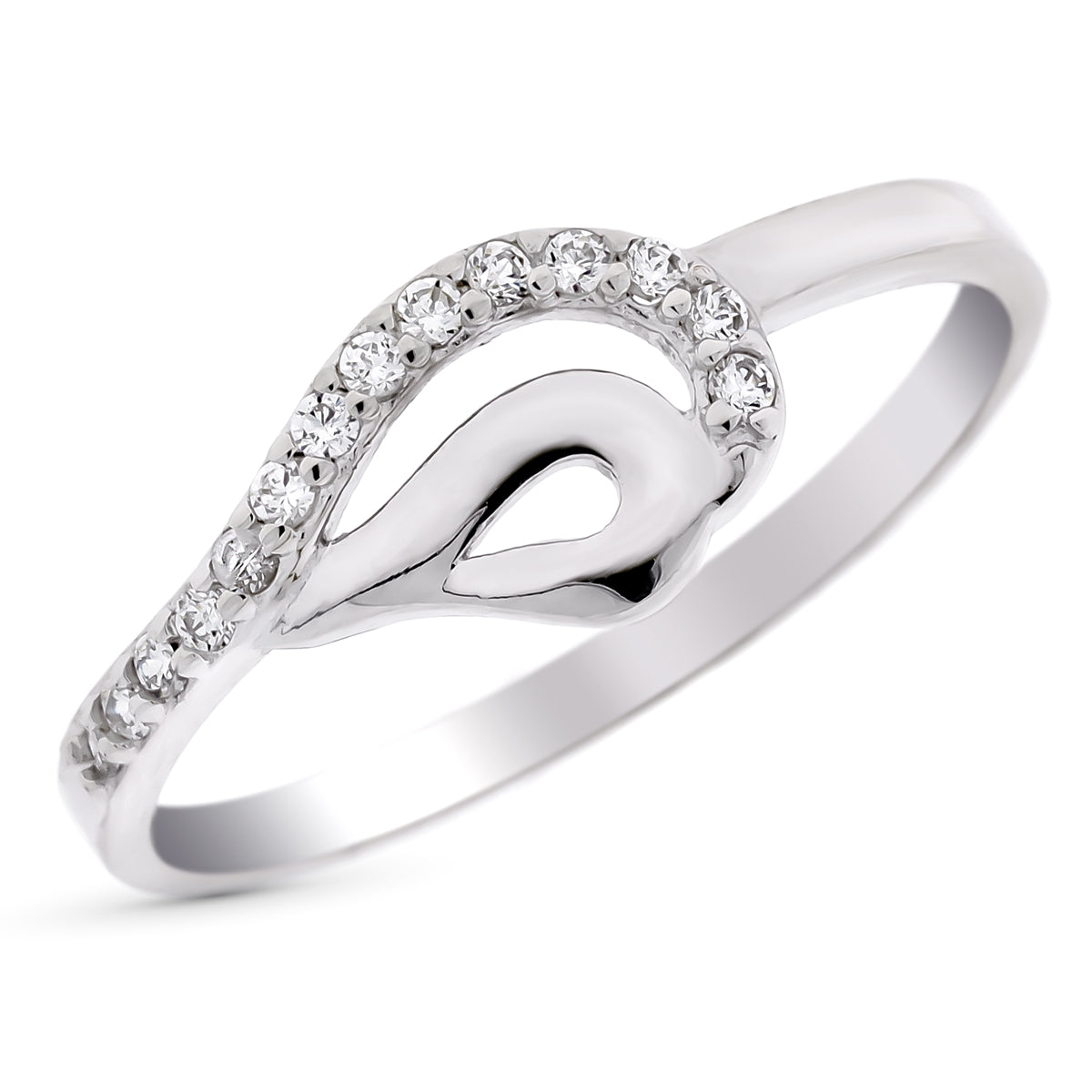 9K SORTIJA ORO BLANCO MOTIVO CALADO CON CIRCONITAS. ANCHO: 8 MM