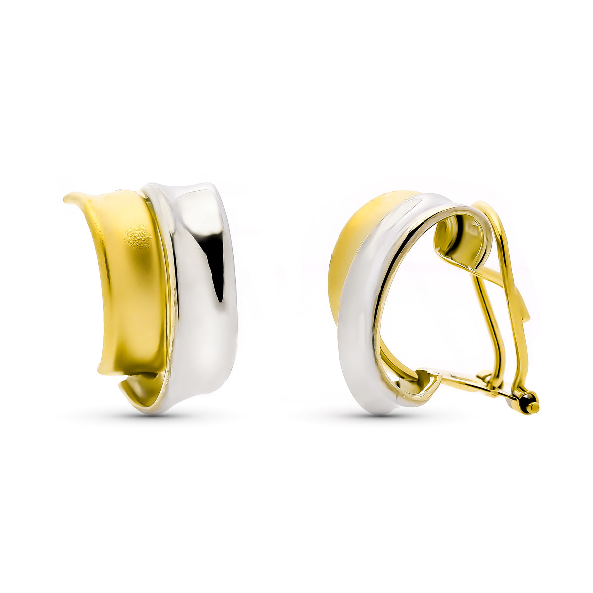 Pendientes Bicolor Bandas 14 x 9 mm 9K