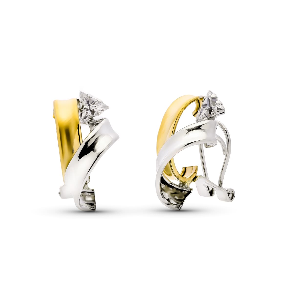 Pendientes Bicolor Blanco y Amarillo O Blanco y Rosa 20 x 12 mm 9K