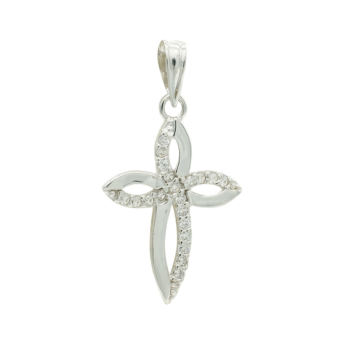 Cruz Circonita 23 x 15 mm de oro blanco 9K