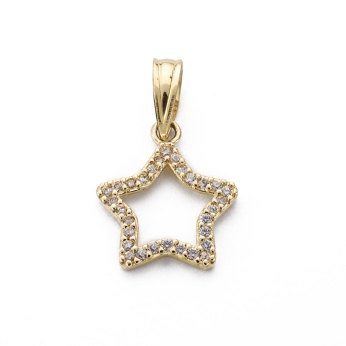 Colgante Estrella con Circonita 12 x 12 mm de oro amarillo 9K