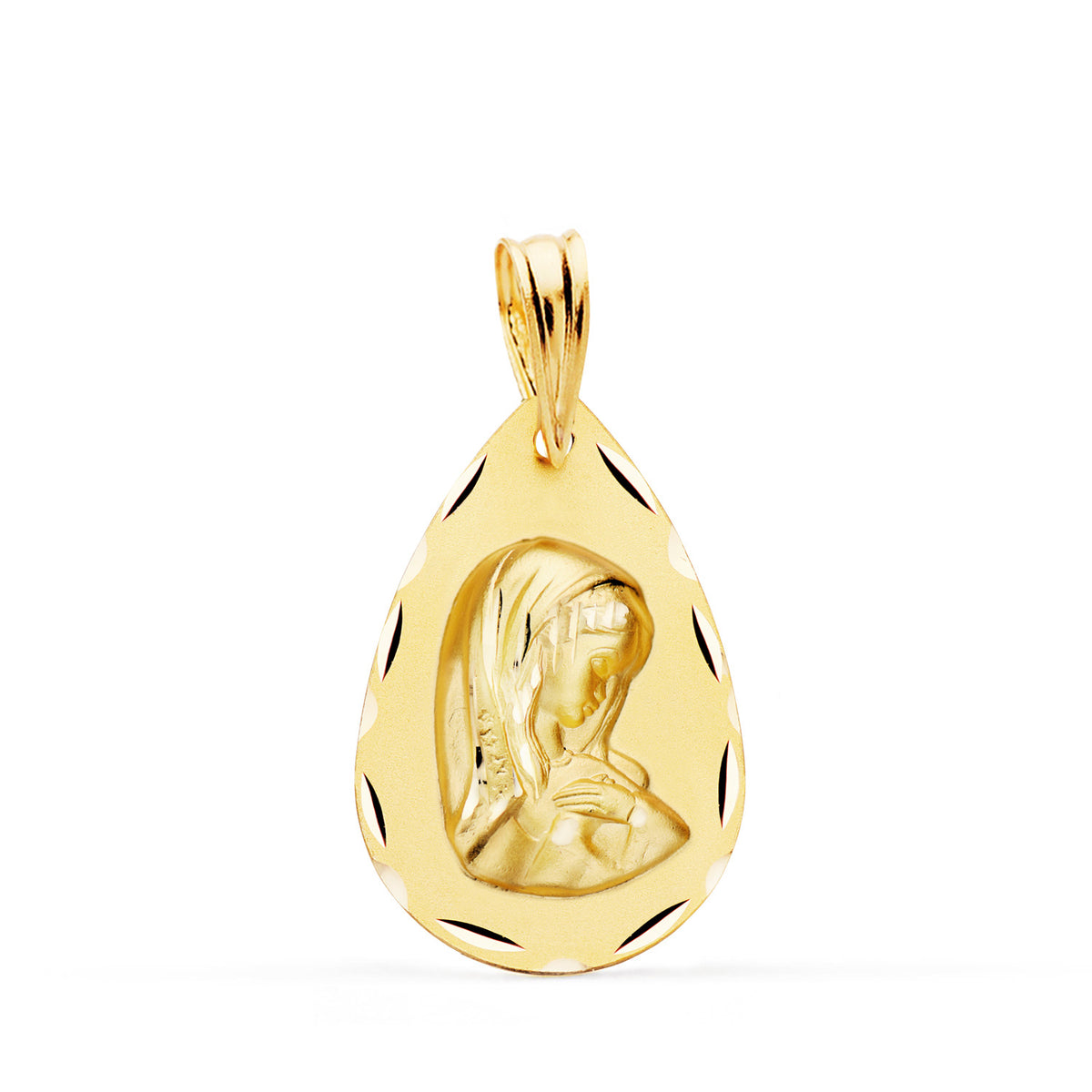 Medalla Virgen Niña Gota Talla Clasica 22 x 15 mm de oro amarillo 9K