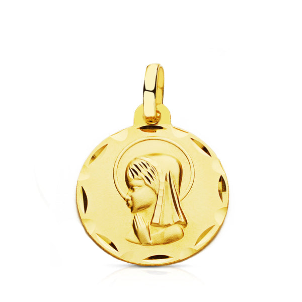 9K MEDALLA ORO AMARILLO VIRGEN NIÑA 18 MM