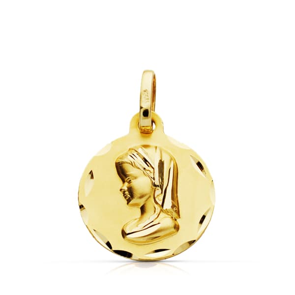 Medalla Virgen Niña 18 mm de oro amarillo 9K