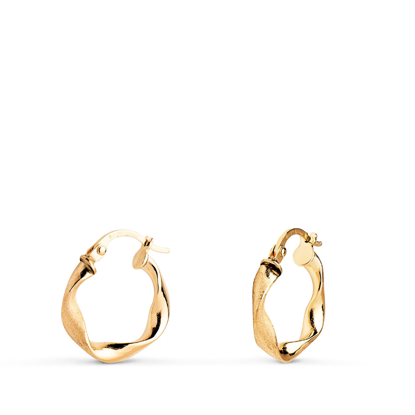 9K AROS ORO AMARILLO HUECOS RETORCIDOS MATE Y BRILLO 15 X 2,5 MM