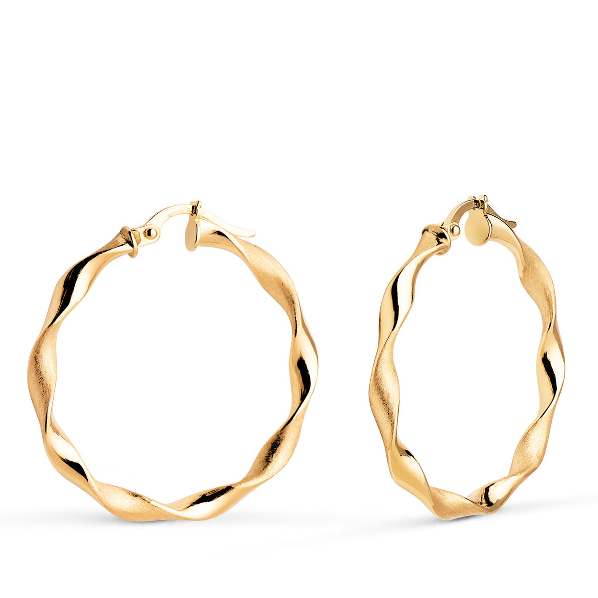 Aros Huecos Retorcidos Mate y Brillo 29 x 2,5 mm de oro amarillo 9K