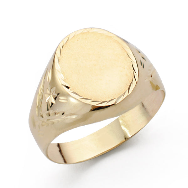 Sello Hueco Oval Lateral Tallado. Zona Grabado: 12 x 10 mm de oro amarillo 9K