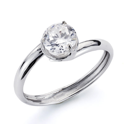 Solitario con Circonita de 5 mm de oro blanco 9K