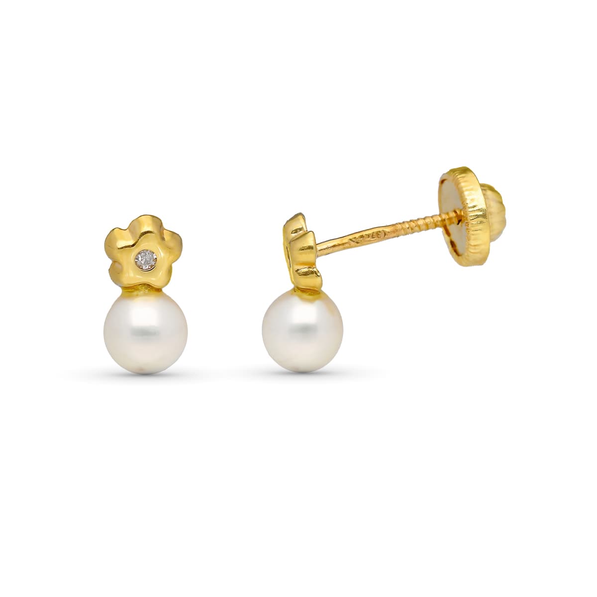 Pendientes Diamantes 9 x 5 mm 0,02 Cts Si-h Tuerca de oro amarillo 9K