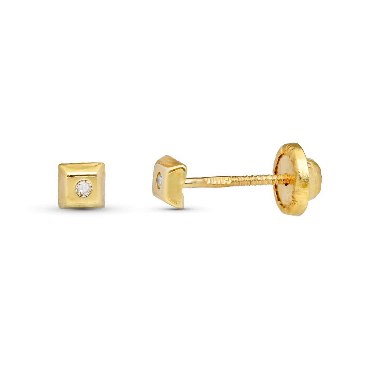 Pendientes Diamantes 0.02k Tuerca Si-h de oro amarillo 9K