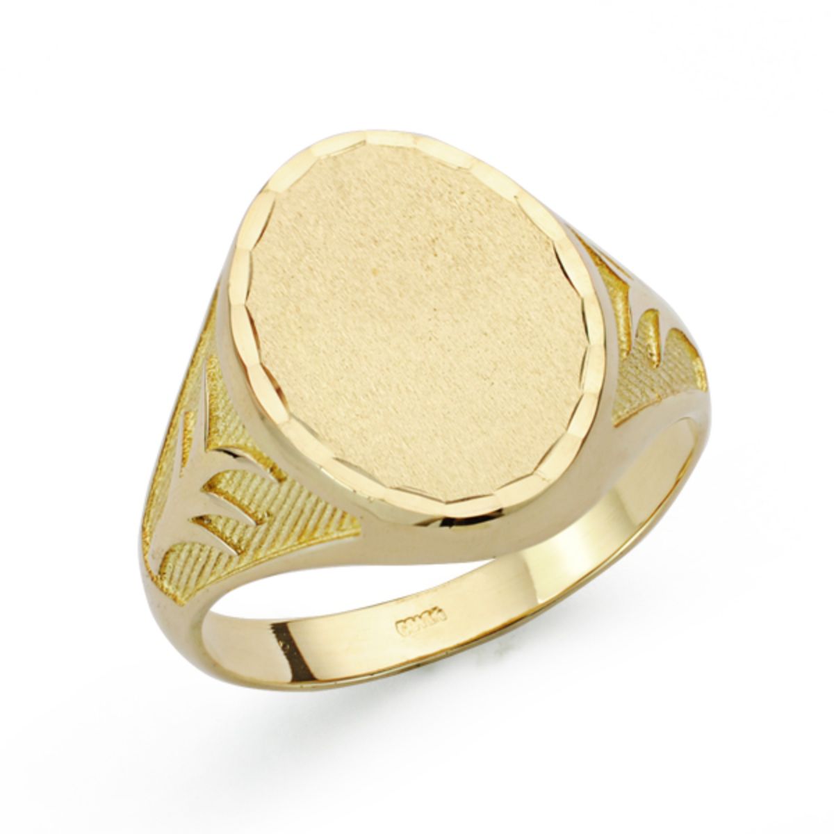 Sello Caballero Macizo Oval Tallado Palmera. Zona Grabado: 21 x 19 mm de oro amarillo 18K