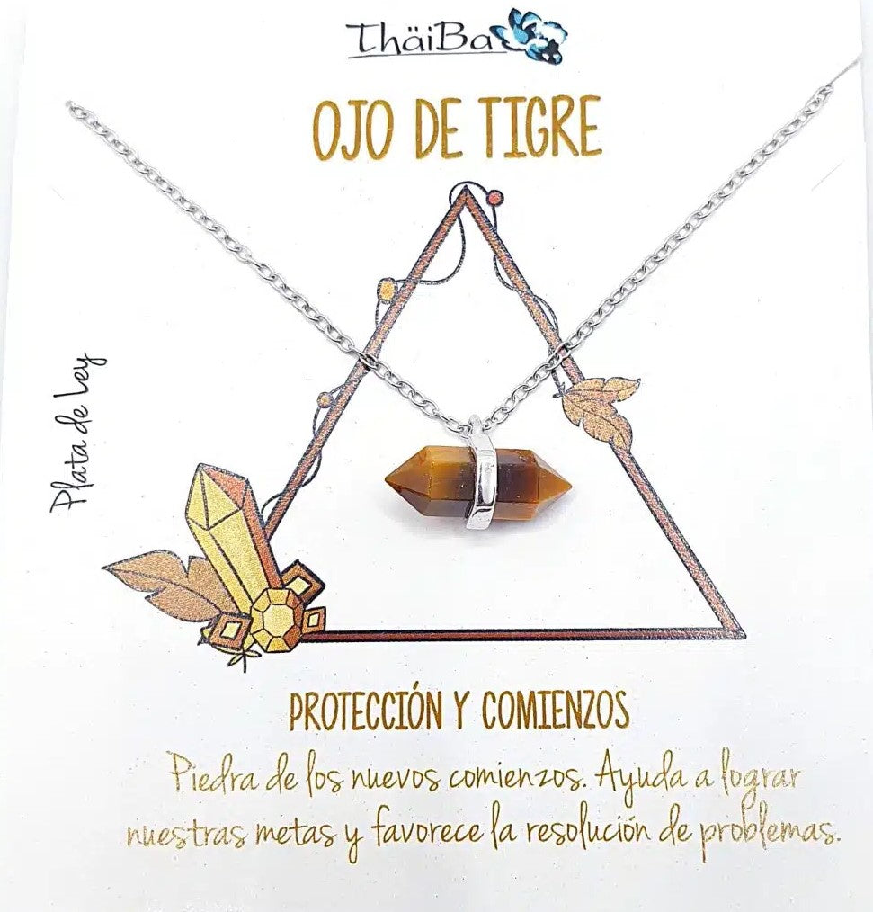 Collar ojo de tigre piedra prisma