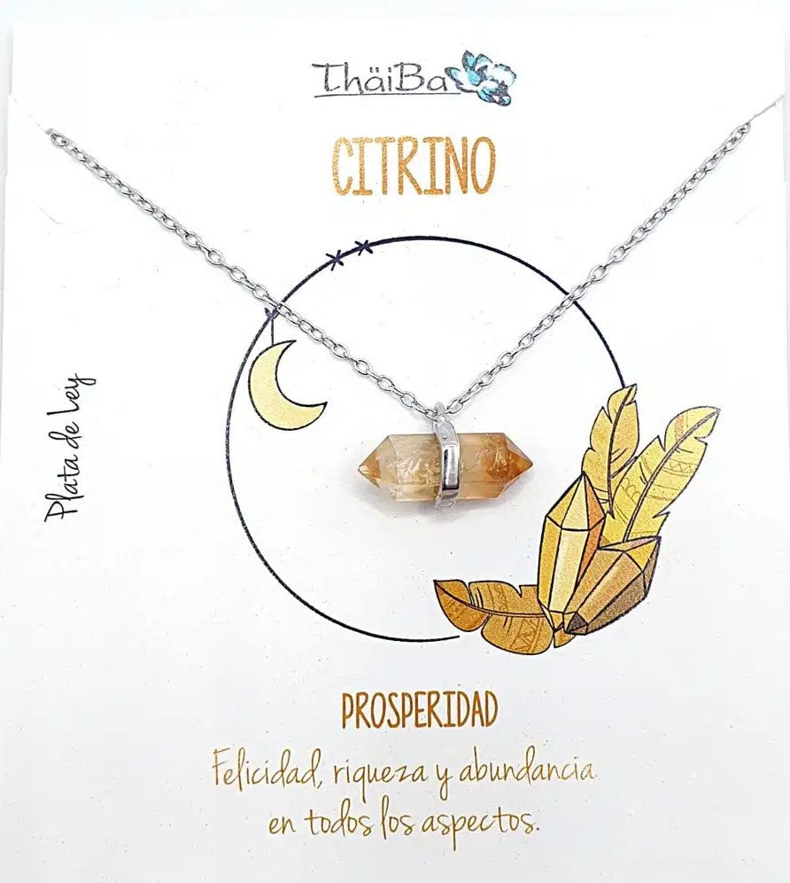 Collar piedra citrino prisma