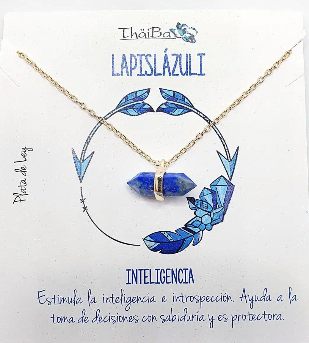 Collar piedra lapislázuli prisma oro