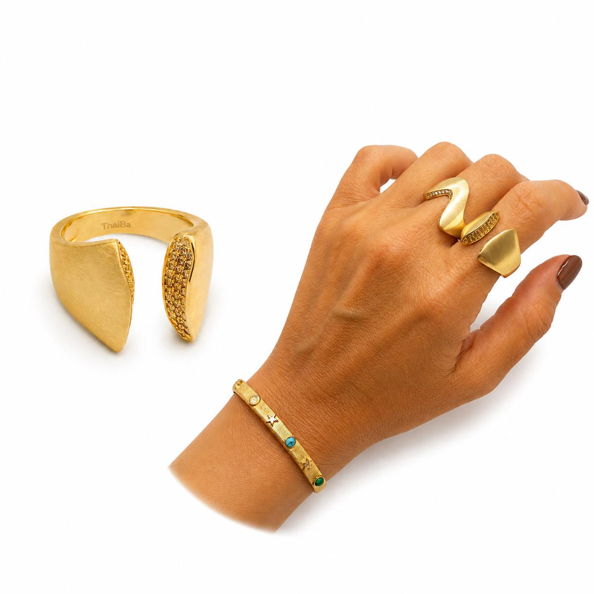 Anillo Vértice Aura con baño de oro de 14 quilates - Joyería Zafir