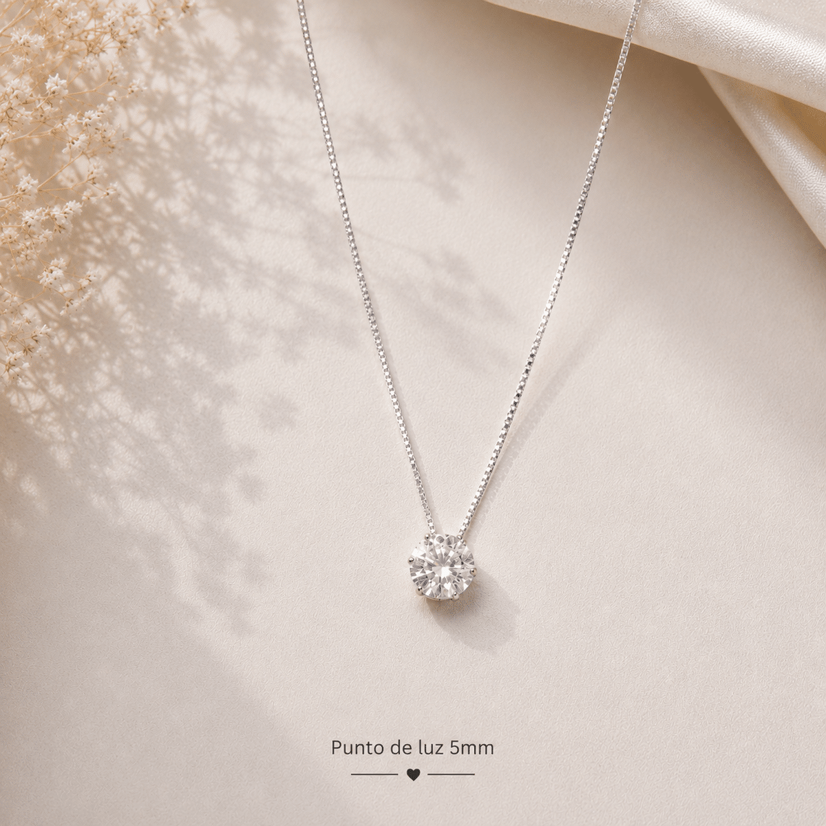 Collar punto de luz cadena diamantada 5mm de plata de ley - Joyería Zafir