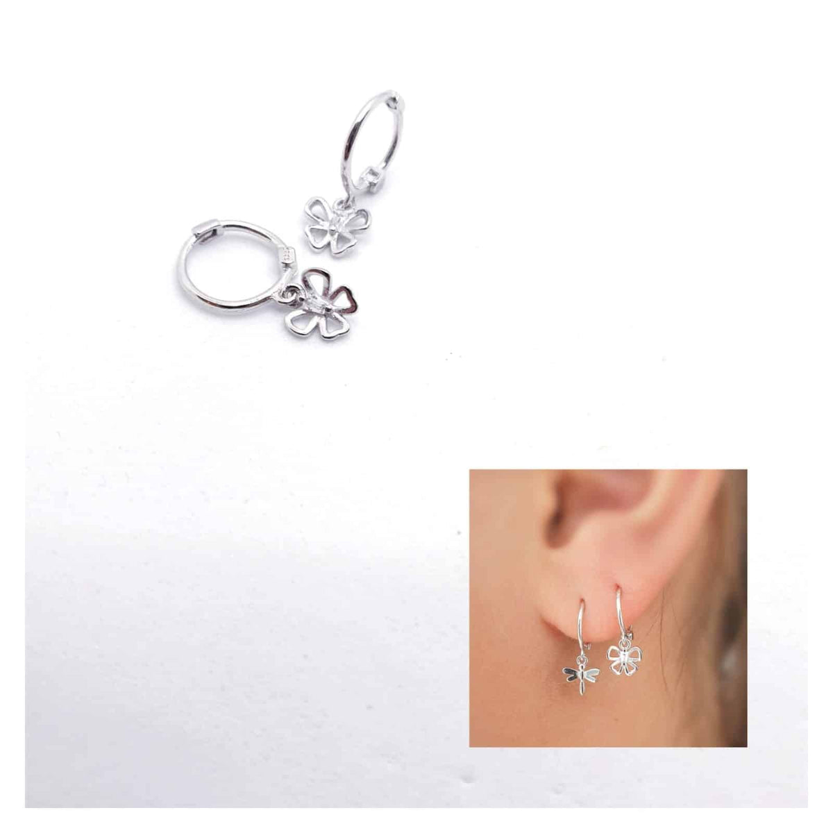 Pendientes mariposas de plata de ley - vista adicional