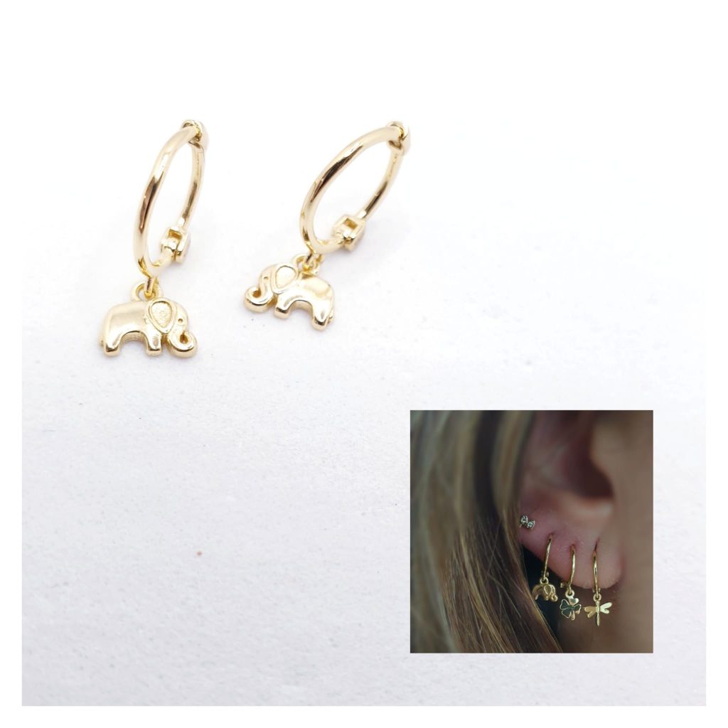 Pendientes elefantes color oro