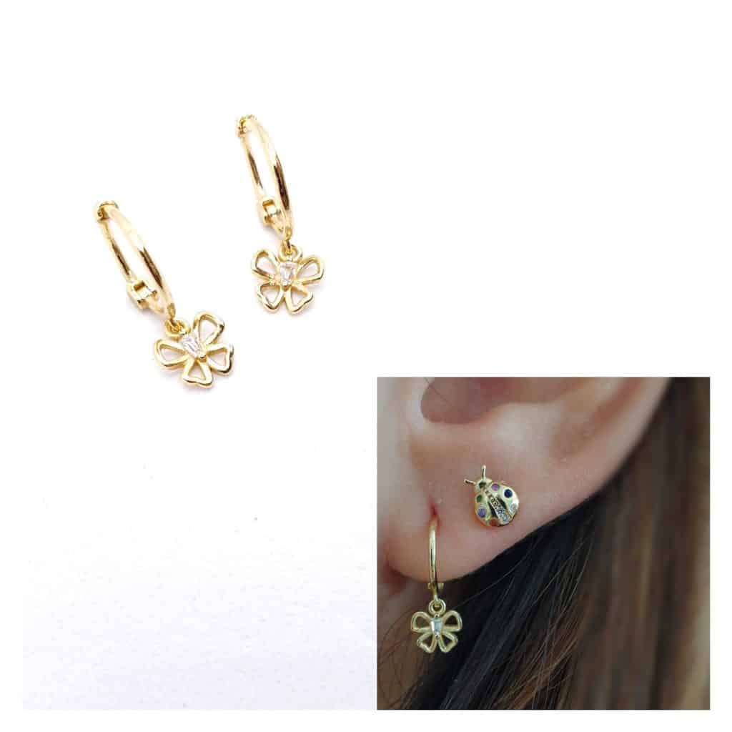 Pendientes mariposas oro de 14 quilates