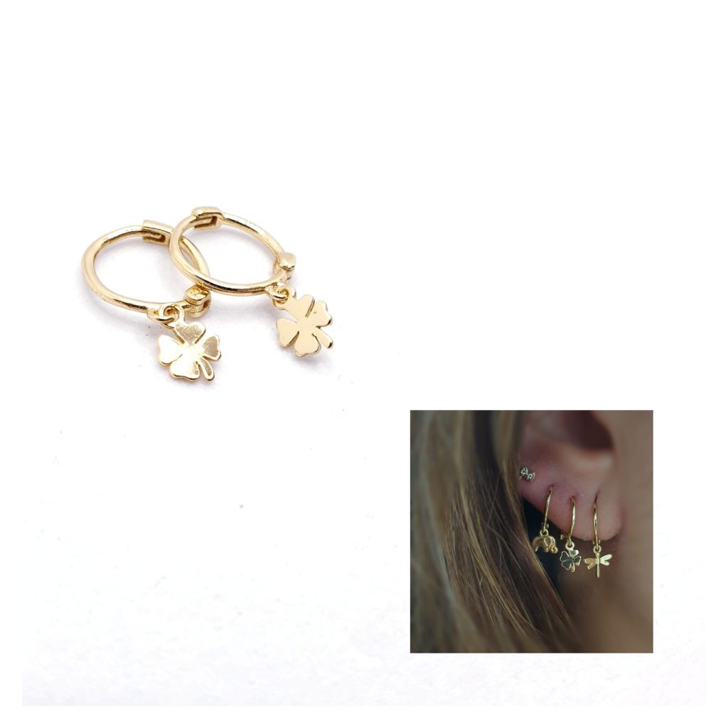 Pendientes tréboles oro