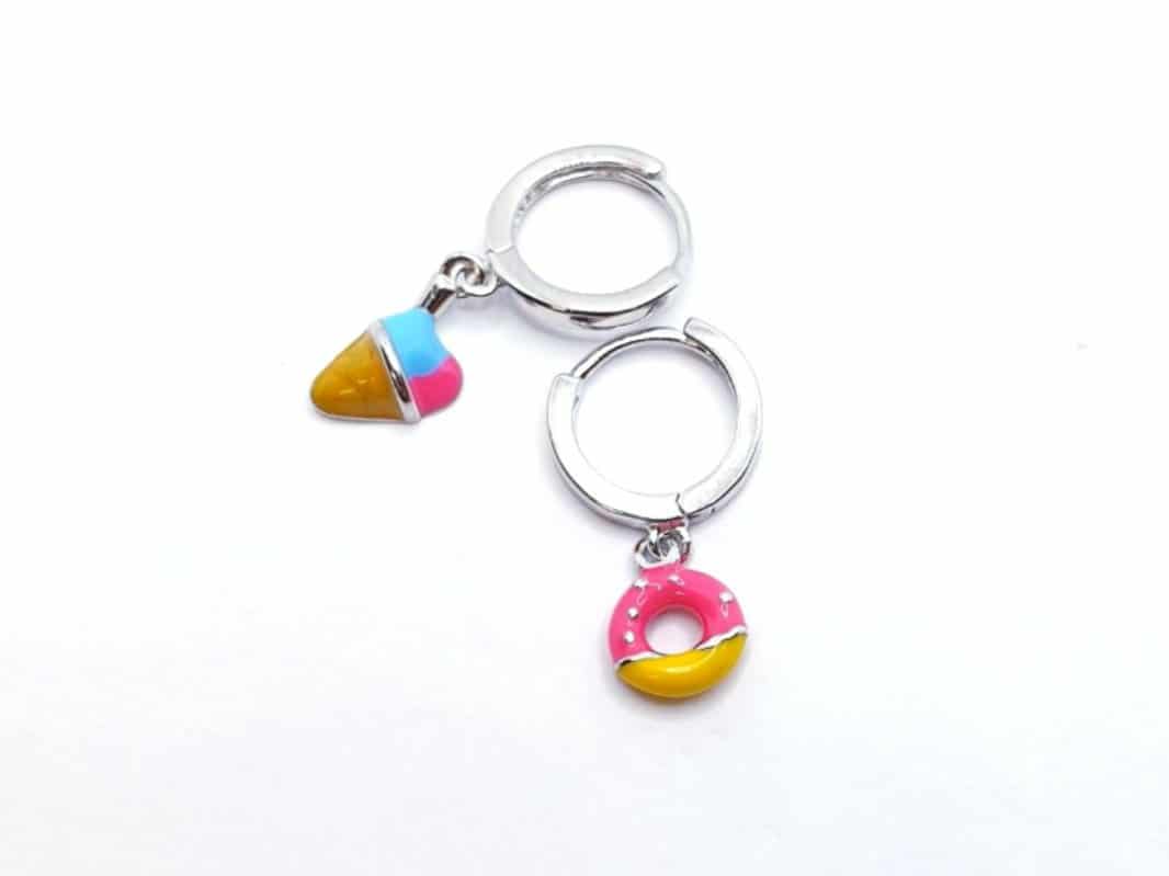 Pendientes infantil donnut y helado de plata de ley