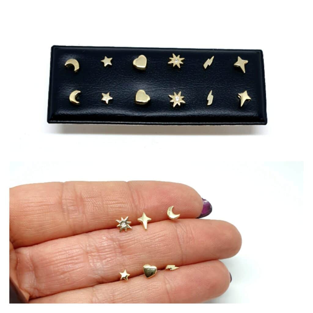 Pendientes mini xs dorado de plata de ley