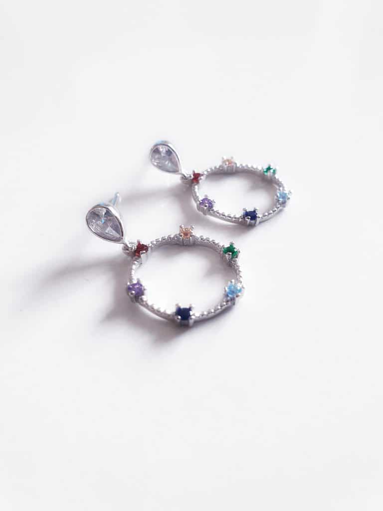 Pendientes karma multicolor alta joyería de plata de ley