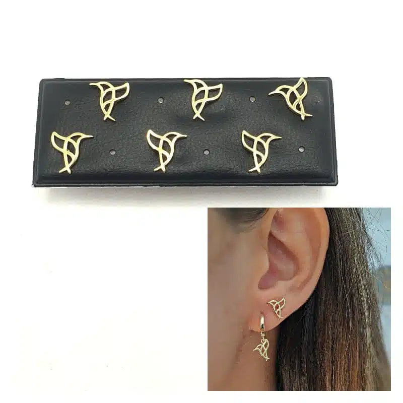 Pendientes colibrí oro