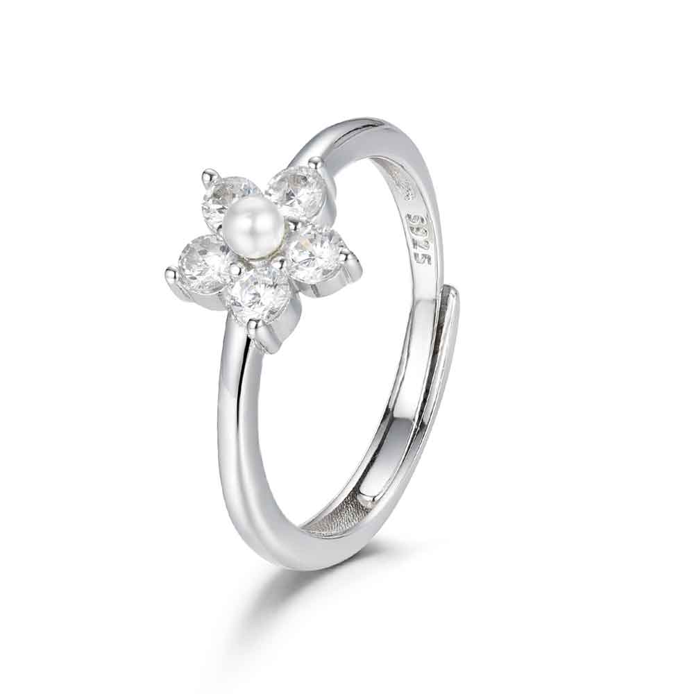 Anillo de plata flor