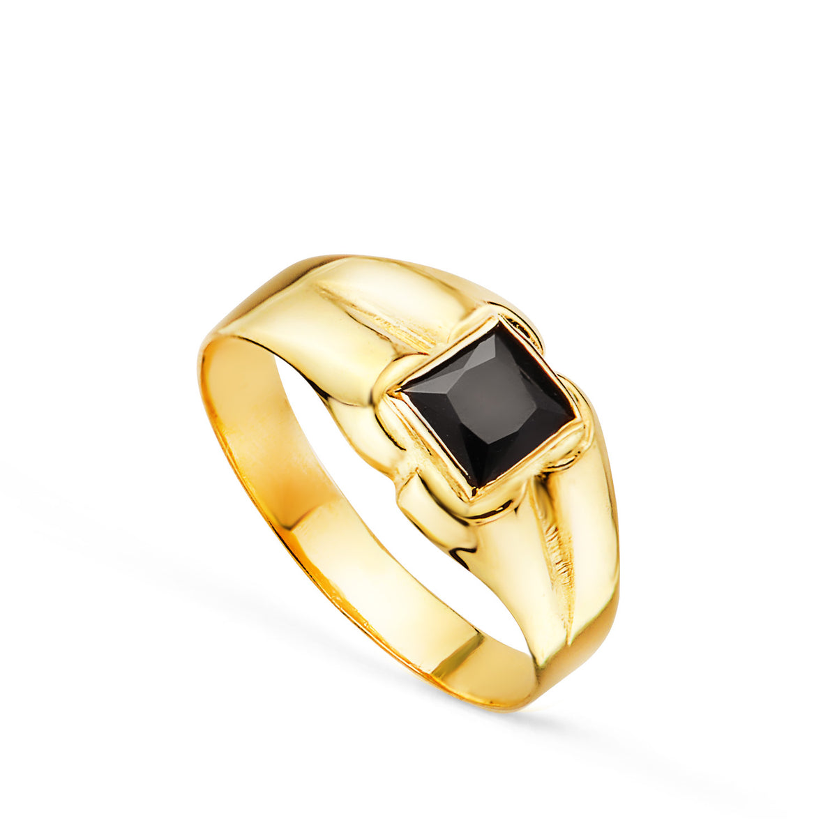 Solitario Pequeño Bebe O Meñique Circonita Negra Cuadrada 3,5 mm de oro amarillo 18K