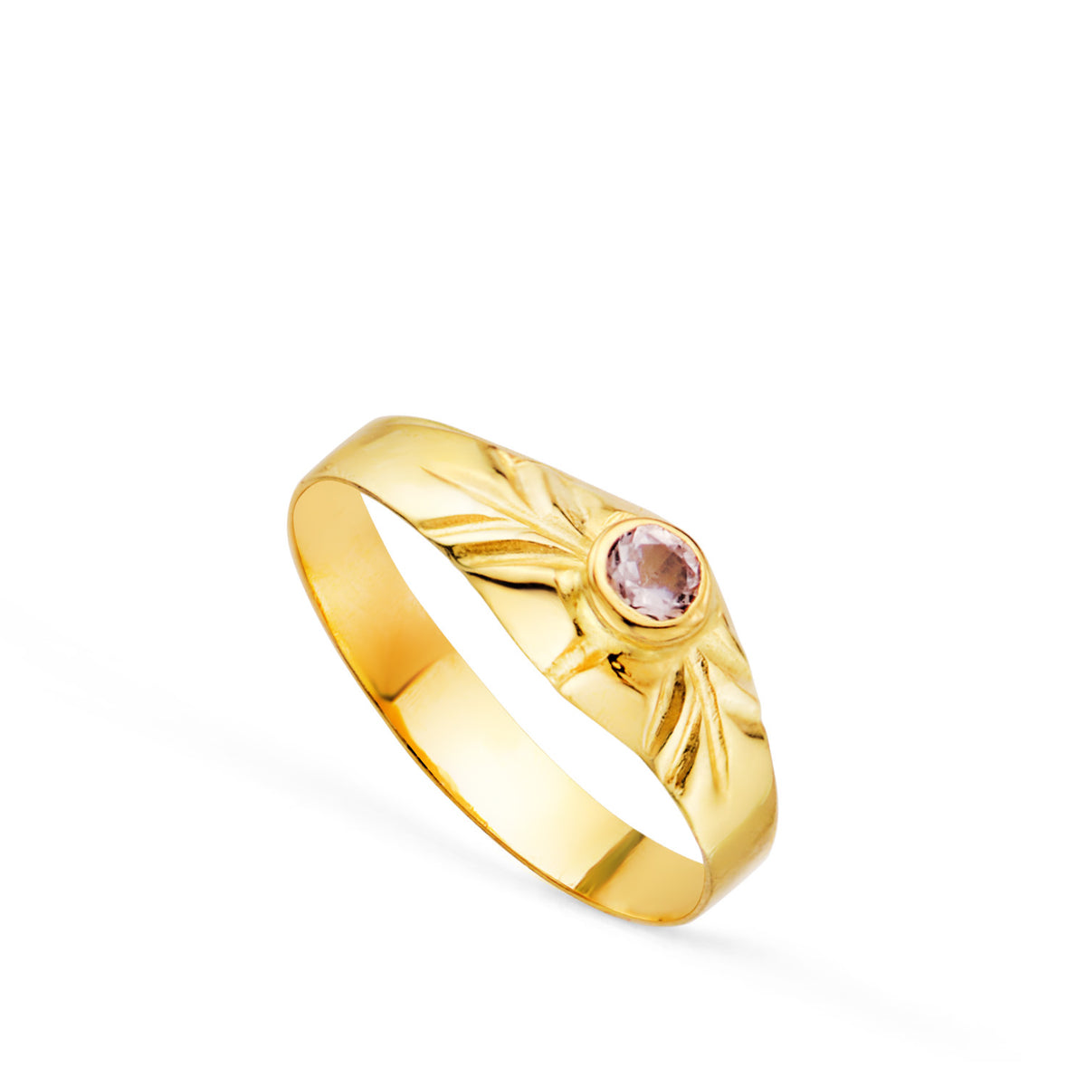 Solitario Pequeño Bebe O Meñique Circonita Rosa Redonda 2,5 mm de oro amarillo 18K