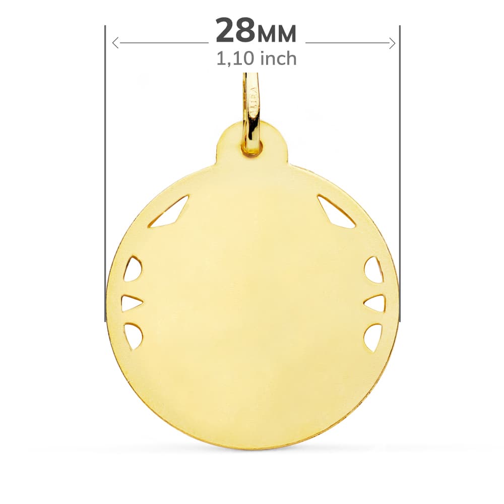 18K MEDALLA ORO AMARILLO VIRGEN DEL CARMEN CALADA HELICE 28 MM